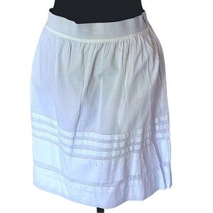 Relativity Pull On A-Line White Cotton Crochet Lace Mini Skirt w Pockets Size PL